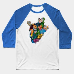 Spirograph Patterned Burundi Province Map Baseball T-Shirt